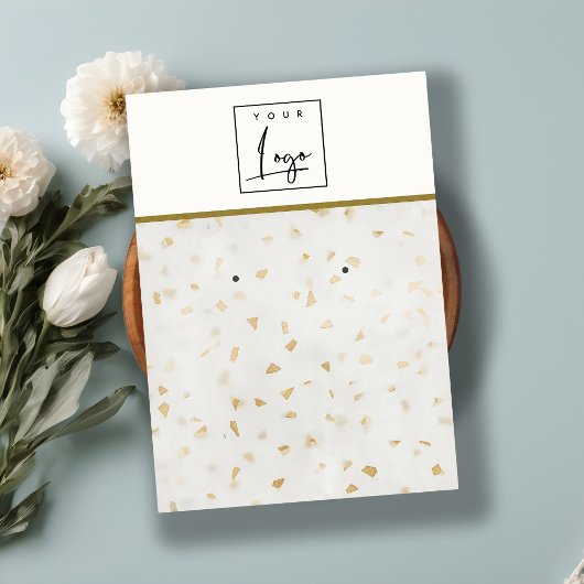 アイボリー金ゴールドTerrazzo大理石テクスチャイヤリングロゴ 名刺