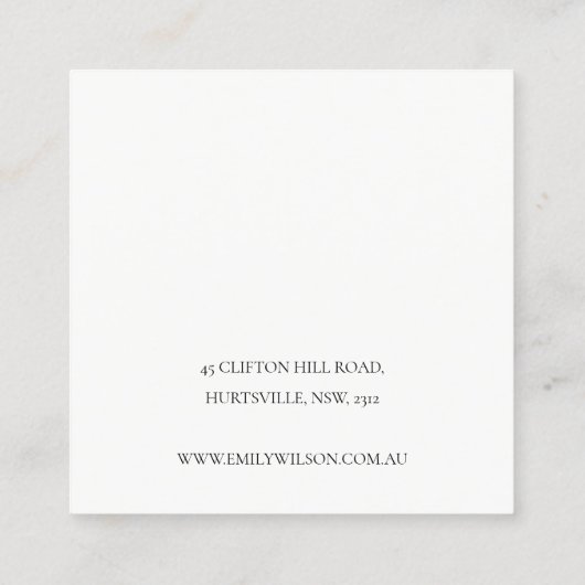 アイボリー銀輝くグリッター光沢イヤリングディスプレイ スクエア名刺 (裏面)