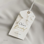 アイボリー開花およびエレガント金ゴールドスクリプトブライダルシャワー ギフトタグ