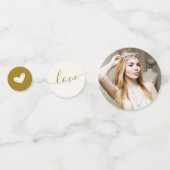 アイボリー開花およびエレガント金ゴールドスクリプトブライダルシャワー コンフェッティ (裏面)