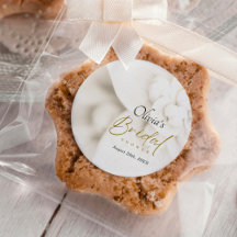 アイボリー開花およびエレガント金ゴールドスクリプトブライダルシャワー