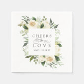 アイボリー開花フローラフレーム「愛への応援」結婚の スタンダードカクテルナプキン (正面)