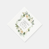 アイボリー開花フローラフレーム「愛への応援」結婚の スタンダードカクテルナプキン (角)