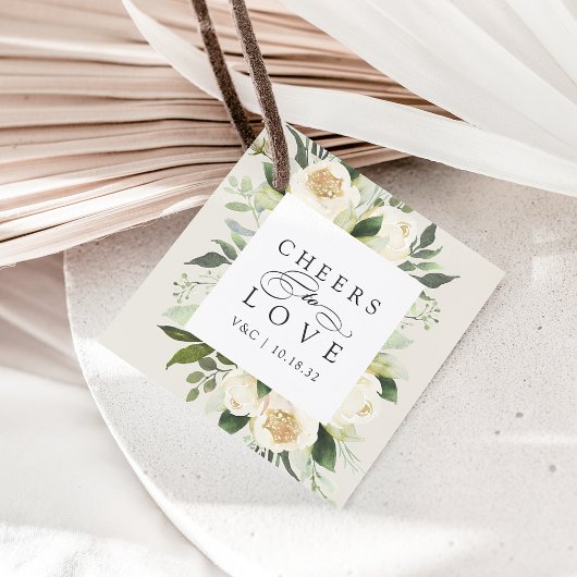 アイボリー開花フローラフレーム「愛への応援」結婚の フェイバータグ