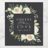 アイボリー開花フローラフレーム「愛への応援」結婚の ワインラベル (シングルラベル)