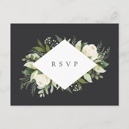 アイボリー開花結婚フローラの食事の選択RSVP ポストカード (正面)