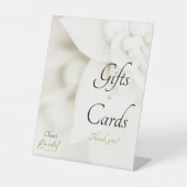 アイボリー開花金ゴールドスクリプトブライダルシャワーギフトカード 台座サイン (正面)