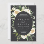 アイボリー開花 |楕円形フレーム水彩フローラ結婚ズ 招待状 (正面)