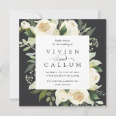 アイボリー開花 |水彩フローラスクエア結婚ズ 招待状 (正面)