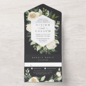 アイボリー開花 |水彩フローラフレ結婚ーム オールインワン招待状 (内側)