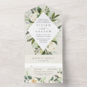 アイボリー開花 |水彩フローラフレ結婚ーム オールインワン招待状 (内側)