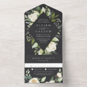 アイボリー開花 |水彩フローラフレ結婚ーム オールインワン招待状 (内側)