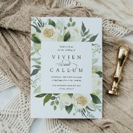 アイボリー開花 |水彩フローラフレ結婚ーム 招待状
