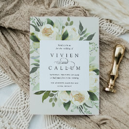 アイボリー開花 |水彩フローラフレ結婚ーム 招待状