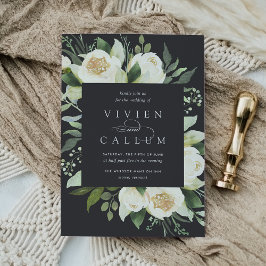 アイボリー開花 |水彩フローラフレ結婚ーム 招待状