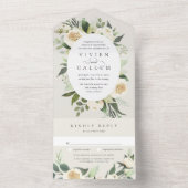 アイボリー開花 |水彩フローラ楕円フレ結婚ーム オールインワン招待状 (内側)