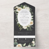 アイボリー開花 |水彩フローラ楕円フレ結婚ーム オールインワン招待状 (内側)