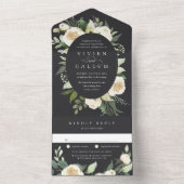 アイボリー開花 |水彩フローラ楕円フレ結婚ーム オールインワン招待状 (内側)