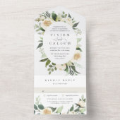 アイボリー開花 |水彩フローラ楕円フレ結婚ーム オールインワン招待状 (内側)