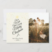 アイボリー非常にメリークリスマスツリーファミリーポートレート シーズンカード (正面)