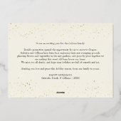 アイボリー非常にメリークリスマスツリーファミリーポートレート 箔シーズンカード (裏面)