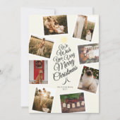 アイボリー非常にメリークリスマスツリー写真コラージュ シーズンカード (正面)