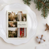 アイボリー非常にメリークリスマスファイブフォトコラージュ シーズンカード