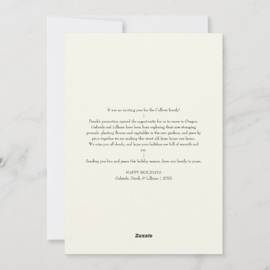 アイボリー非常にメリークリスマスファイブフォトコラージュ シーズンカード (裏面)