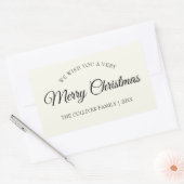 アイボリー非常にメリークリスマスファミリー名ギフトラベル 長方形シール (封筒)