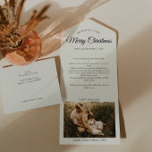 アイボリー非常に陽気なクリスマスの手紙の涙オフ写真 オールインワン招待状