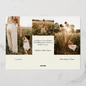 アイボリー非常に陽気なクリスマス4写真水平 箔シーズンカード (裏面)