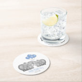 アイボリー14周年結婚記念象カップル ラウンドペーパーコースター (インサイチュ)