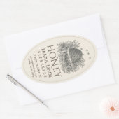 アイボリー32 ozクイーンラインハニーラベル(ヴィンテージスケッチ) 楕円形シール (封筒)