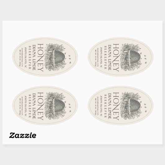 アイボリー32 ozクイーンラインハニーラベル(ヴィンテージスケッチ) 楕円形シール (シート)