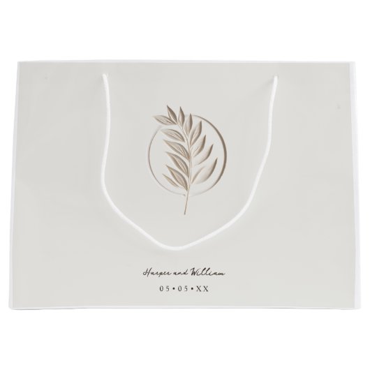 アイボリー3d twig結婚s ラージペーパーバッグ (正面)