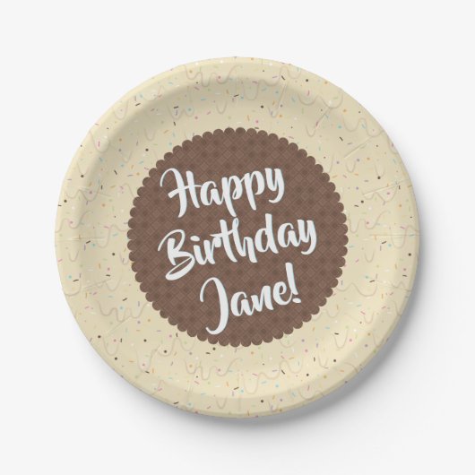 アイボリー アイスクリーム バースデー ペーパープレート (正面)