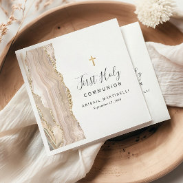 アイボリー アゲート ゴールド グリッター 初の聖体拝領 スタンダードカクテルナプキン