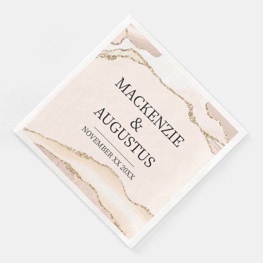 アイボリー アゲート&ゴールド グリッター 新婚夫婦 ウェディング (コーナー)