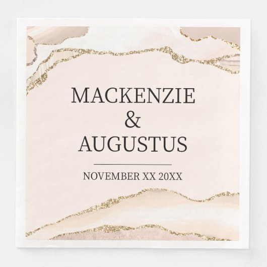 アイボリー アゲート & ゴールド グリッター 新婦新郎 結婚式 (正面)