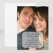 アイボリー アートデコ フレーム Save the Date 招待状 (正面/裏面)