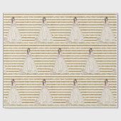 アイボリー ウェディングシャワー グリッター ゴールド ストライプ ラッピングペーパー (フラット)