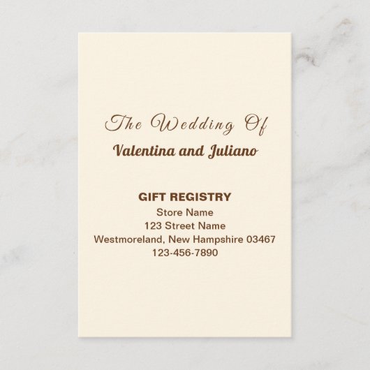 アイボリー　ウェディング　ギフト　レジストリー　ポートレート エンクロージャーカード (正面)