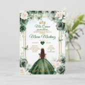 アイボリー&エメラルドグリーンフローラプリンセスミクリン 招待状 (スタンド正面)