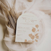 アイボリー&エレガントテラコッタ秋の結婚式アーチ 招待状