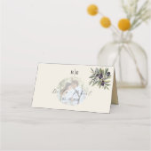 アイボリー オリーブ フォト ウェディング プレイスカード (裏面)