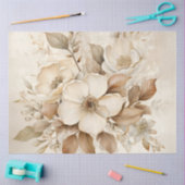 アイボリー・クリーミー・フローラル ウェディング シャワーティッシュペーパー 薄葉紙 (クラフト)