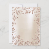 アイボリー クリーミー ローズゴールド グリッター リーフ フローラル フレーム 招待状 (裏面)