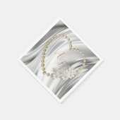 アイボリー、グリーン、ブルー、金ゴールドシルク&パールナプキン スタンダードカクテルナプキン (角)