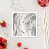 アイボリー、グリーン、ブルー、金ゴールドシルク&パールナプキン スタンダードカクテルナプキン (インサイチュ)