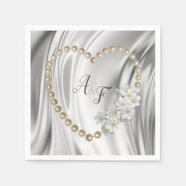 アイボリー、グリーン、ブルー、金ゴールドシルク&パールナプキン スタンダードカクテルナプキン